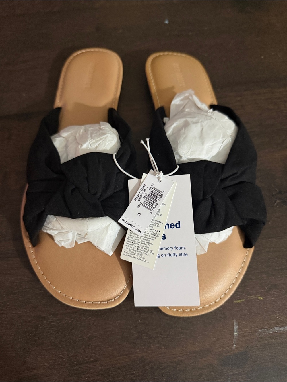 Old Navy Black Knotted Slide Sandals